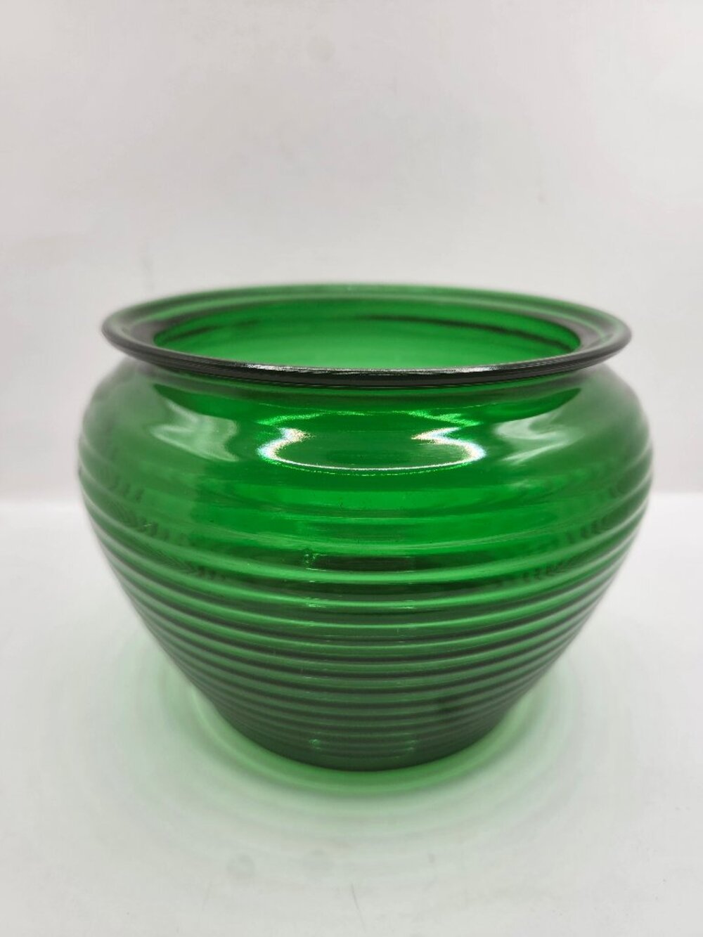 Vintage National Potteries Emerald Green Ribbed Beehive Vase